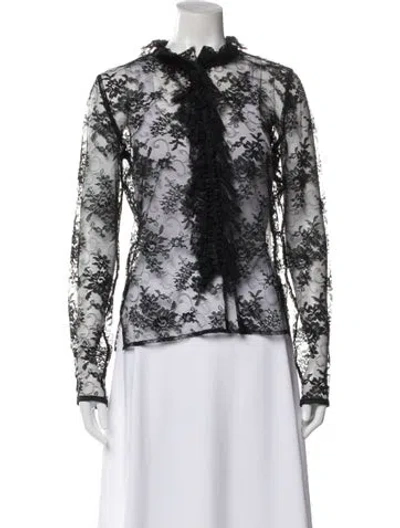 Pre-owned Etro Lace Pattern Long Sleeve Blouse In Multi