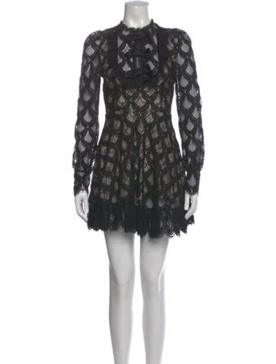 Pre-owned Etro Lace Pattern Mini Dress In Black