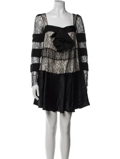 Pre-owned Etro Lace Pattern Mini Dress In Black
