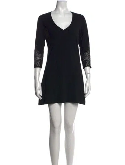 Pre-owned Etro Lace Pattern Mini Dress In Black