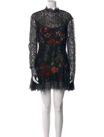 Pre-owned Etro Lace Pattern Mini Dress W/ Tags In Black