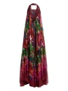 Etro Multicoloured Boho Dress With Open Back And Flounce In Red