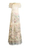 Etro Lace-trimmed Silk Off-the-shoulder Maxi Dress In Animal Print