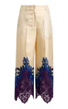 Etro Lace-trimmed Silk Straight-leg Pants In Multi