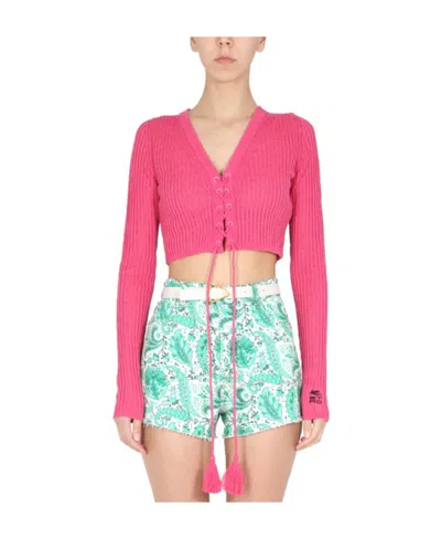 ETRO ETRO LACE-UP CROPPED CARDIGAN