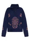 Etro Lace-up Embroidered Sweater In Multi