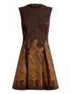 Etro Lace-up Paisley-print Mini Dress In Brown