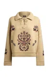 Etro Lace-up Wool-cashmere Sweater In Tan