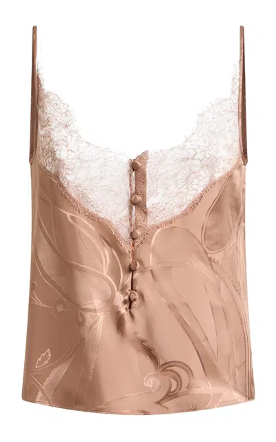 Etro Lace-trimmed Silk Cami Top In Brown