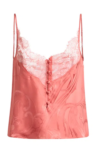 Etro Lace-trimmed Silk Cami Top In Pink
