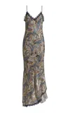 Etro Lace-trimmed Silk-blend Maxi Dress In Multi