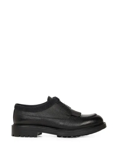 Etro Lace-up Grained-leather Loafers In Black