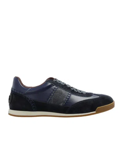 Etro Leather Panelled Sneakers In Blue