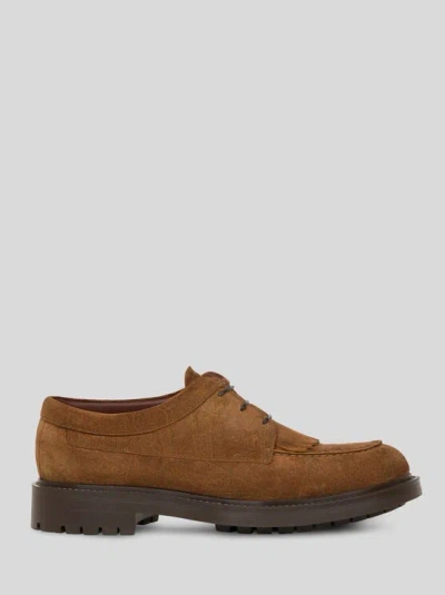 Etro Lace-up Suede Loafers With Arnica Motif In Brown