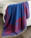 Etro Lagos Wool Fringed Throw Blanket In Blue