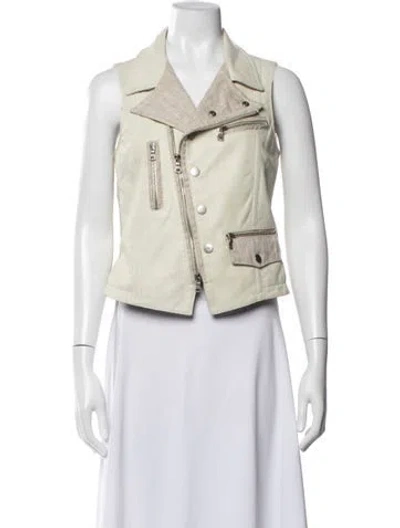 Pre-owned Etro Lamb Leather Biker Jacket In Neutrals