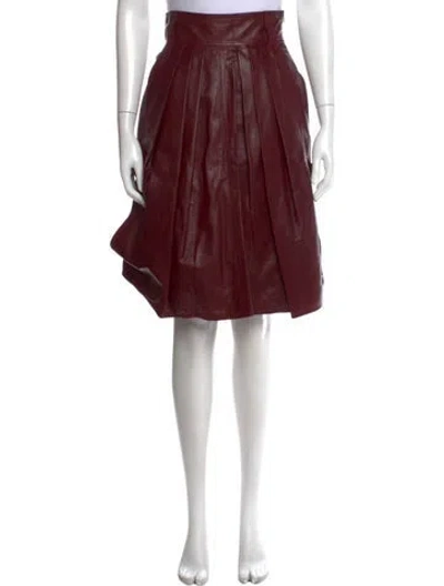 Pre-owned Etro Lamb Leather Midi Length Skirt In Burgundy