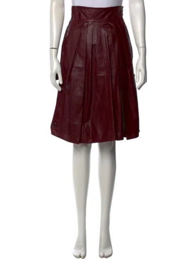 Pre-owned Etro Lamb Leather Midi Length Skirt In Burgundy