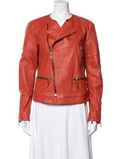 Pre-owned Etro Lambskin Biker Jacket In Red
