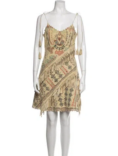 Pre-owned Etro Lambskin Mini Dress W/ Tags In Neutrals
