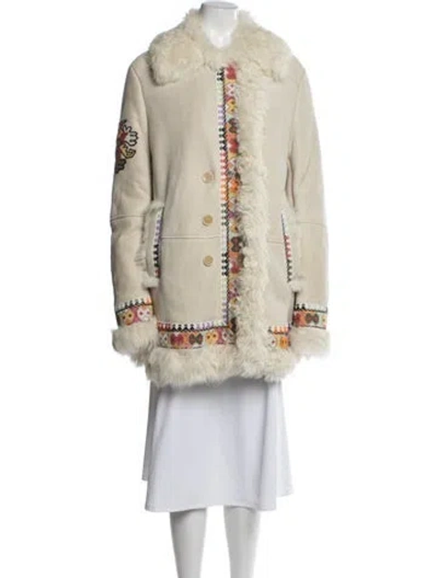 Pre-owned Etro Lambskin Patterned Coat In Neutrals
