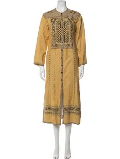 Pre-owned Etro Lambskin Patterned Coat In Yellow