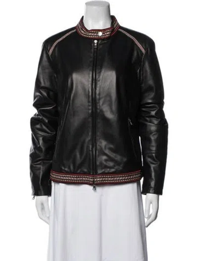 Pre-owned Etro Lambskin Patterned Jacket In Black