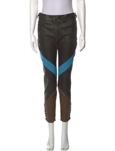 Pre-owned Etro Lambskin Skinny Leg Pants In Black