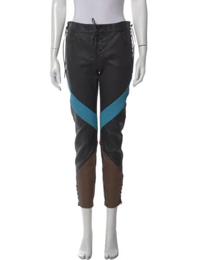 Pre-owned Etro Lambskin Skinny Leg Pants In Black