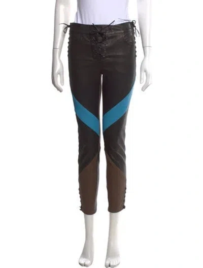 Pre-owned Etro Lambskin Skinny Leg Pants In Black
