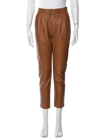 Pre-owned Etro Lambskin Wide Leg Pants In Brown