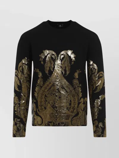Etro Paisley Wool Sweater In Black