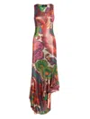 Etro Laminated Jersey Dress With Maxi Floral Print In Multicolour