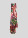 Etro Laminated Jersey Dress With Maxi Floral Print In Multicolour