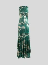 Etro Laminated Jersey Dress With Paisley Print Women In Green