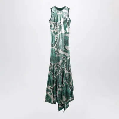 Etro Laminated Jersey Dress With Paisley Print Women In Multicolor