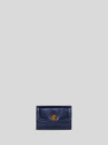 Etro Laminated Leather Coin Purse In Navy Blue