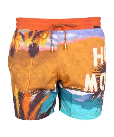 Etro Landscape-print Swim Shorts In Orange