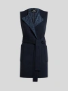 Etro Waist Belt Sleeveless Jacket Front Pockets In Blue