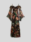 Etro Long Boho Dress With Floral Print All Over In Schwarz