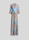 Etro Multicolor Long Dress With All-over Paisley Print And V-neck In Silk Woman In Rosa