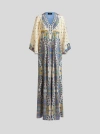 Etro Multicolor Long Dress With V Neck And All-over Paisley Print In Silk Woman In Weiss