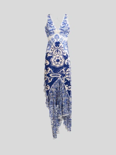 ETRO , LONG DRESS WITH SEQUIN EMBROIDERY, WOMAN, NAVY BLUE, SIZE 44