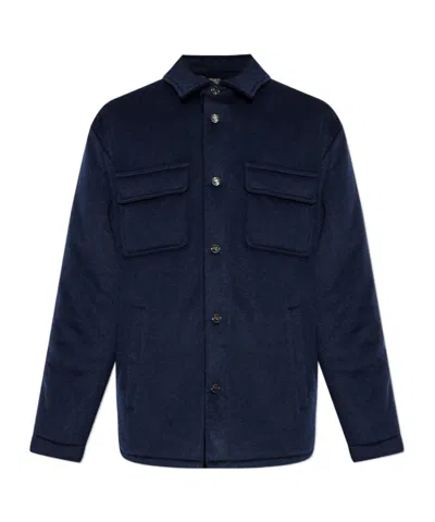Etro Patch-pocket Cashmere Jacket In Blue