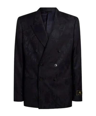 Etro Lapel Long-sleeved Suit Jacket In Black