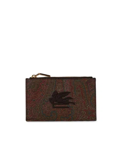 Etro Large 'arnica' Brown Leather Card Holder Woman