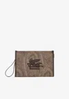 Etro Large Arnica Paisley Jacquard Pouch Bag In Brown