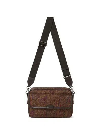 Etro Large Arnica Paisley-print Shoulder Bag In Purple