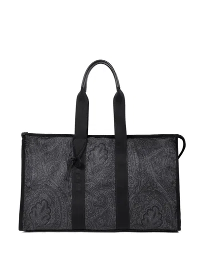 Etro Grosse Arnica Reisetasche Mit Paisley-print In Black