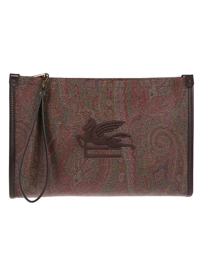 Etro Large Arnica Pochette In Brown